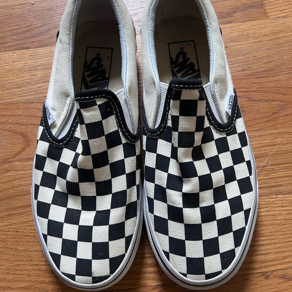 Vans Women’s Checkered Slip-On Shoes - Black and White
